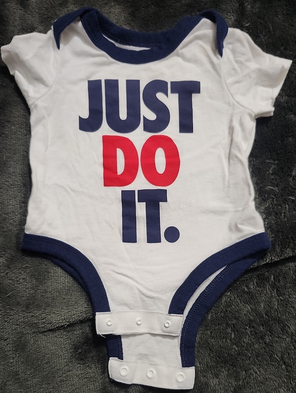 Nike White, Navy & Red 'JUST DO IT.' Baby Bodysuit